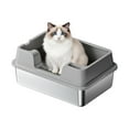 thumbnail image 1 of Garvee 50cm Semi-Closed Cat Litter Box, PP & Stainless Steel Design, 50*35*27CM Grey, 1 of 7