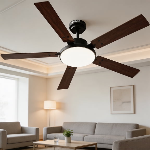 NESTIA 60 in Ceiling Fan with Light and Remote, 3 Walnut Solid Wood ...