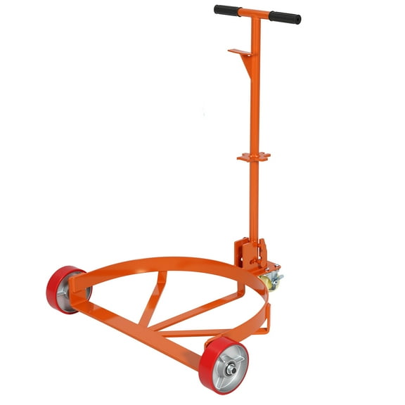 Garvee 55 Gallon Drum Dolly with Labor-Saving Handle,1200Lbs Capacity, Oil Drum Cart with 3 Smooth-Rolling Wheels & Brake Wheels , Heavy Duty Steel Barrel Drum Dollies for Garages Warehouse Works