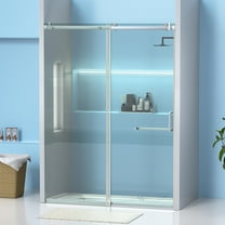 Garvee 56-60" W x 75" H Sliding Shower Door, Frameless Glass Shower Door with 5/16" (8mm) Clear Tempered Glass, Explosion-Proof Film, Pull Handle, Stainless Steel Hardware, Brush Sliver Finished
