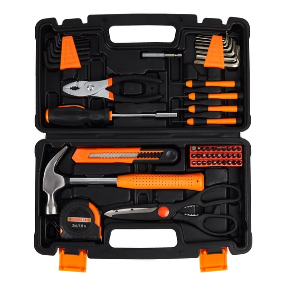 Garvee 57-Piece General Household Tool Set Portable Small Tool Kit with Heavy-Duty Plastic Storage Case for Home Maintenance, Apartment, and DIY Projects
