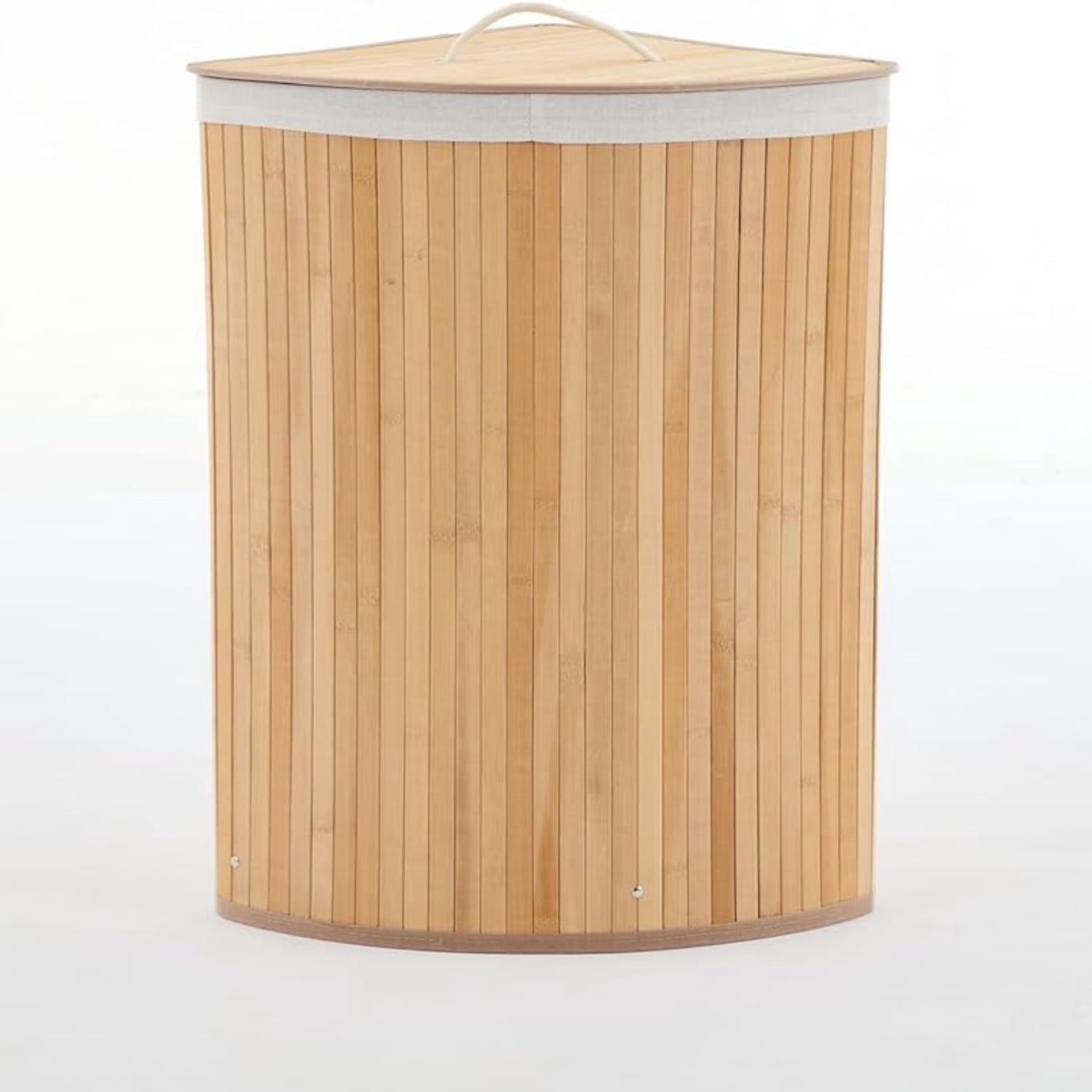Garvee 58L Hamper with Lid, Bamboo Laundry Basket with Removable Liner & Handles, Oak