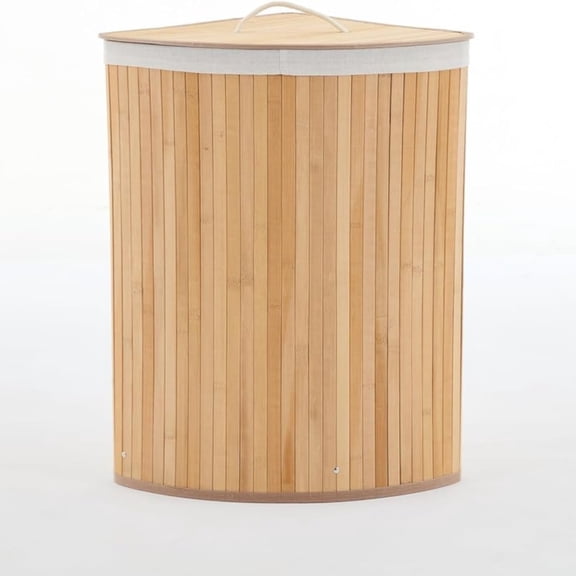 Garvee 58L Hamper with Lid, Bamboo Laundry Basket with Removable Liner & Handles, Oak