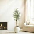 thumbnail image 1 of Garvee 5FT Artificial Olive Tree – Tall Faux Silk Plant with Natural Wood Trunk, White Planter & Green Moss for Home & Office Decor, 1 of 6