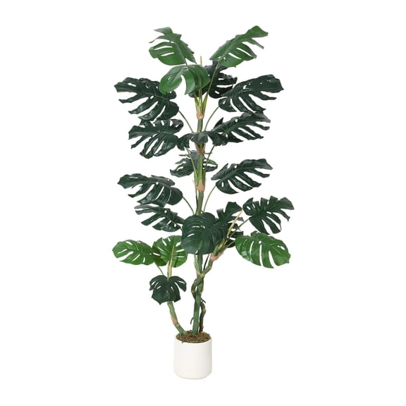 Garvee 5FT Realistic Artificial Monstera Deliciosa Plant in Pot - UV Resistant Bendable Stems - Lifelike Large Indoor Faux Tree for Home, Office, Porch - Color: 5FT