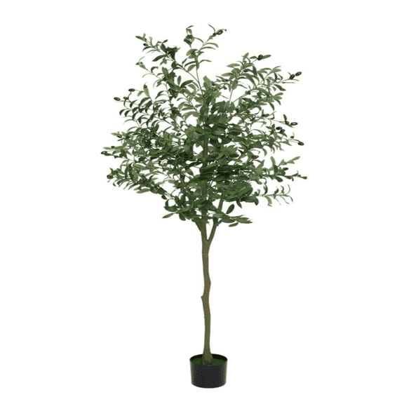 Garvee 5Ft/6Ft/7Ft Faux Olive Tree 6Ft, Fake Black Olive Tree with Pot, Indoor Tall Artificial Plants for Living Room Home Office Store Indoor Outdoor Decor, Housewarming Gift Idea
