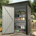 thumbnail image 1 of Garvee 5x3 ft Outdoor Metal Storage Shed, Garden Tool Shed with Sloping Roof and Lockable Door,Brown, 1 of 9