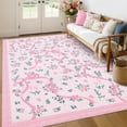 thumbnail image 1 of Garvee 5x7 Area Rug Modern Floral Print Rugs for Living Room, Machine Washable Rug Soft Non Slip Indoor Rug Carpet, Low Pile Ultra Thin Farmhouse Rugs for Bedroom Dining Room Home Decor, Pink, 1 of 9