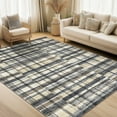 thumbnail image 1 of Garvee 5x7 Area Rugs Modern Striped Geometric Rug, Washable Abstract Plaid Rug for Living Room, Non-Slip Backing Stain Resistant Rug Low Pile Floor Carpet for Dining Room Home Office, Blue, 1 of 8