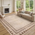 thumbnail image 1 of Garvee 5x7 Geometric Bordered Rug Solid Area Rug with Non Slip Backing, Washable Rug Soft Neutral Floor Mat for Living Room Bedroom Dining Room, Brown, 1 of 6
