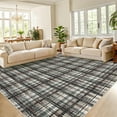 thumbnail image 1 of Garvee 5x7 Geometric Striped Area Rug Living Room Rug, Machine Washable Plaid Rugs With Non-Slip Backing Low Pile Stain Resistant Indoor Carpet for Bedroom Dining Room Home Office, Blue Green, 1 of 8