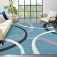 thumbnail image 1 of Garvee 5x7 Modern Geometric Area Rug for Living Room, Machine Washable Rug Non Slip Low Pile Rug Stain Resistant Indoor Carpet for Bedroom Dining Room Home Office, Blue, 1 of 8