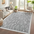 thumbnail image 1 of Garvee 5x7 Modern Floral Area Rugs Bedroom Rug, Washable Botanical Printed Rug Low Pile Non-Slip Foldable Indoor Rug Carpet for Living Room Farmhouse Dining Room, Light Gray, 1 of 9