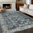 thumbnail image 1 of Garvee 5x7 Washable Vintage Rug Floral Print Floor Cover Soft Foldable Accent Rugs, Blue, 1 of 8