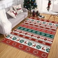 thumbnail image 1 of Garvee 5x7ft Christmas Area Rugs Washable Xmas Decoration Carpet, Cheerful Reindeer Print Pattern Soft Carpet, Non Slip Low Pile Indoor Mats for Living Room Bedroom Office, Green Red, 1 of 8