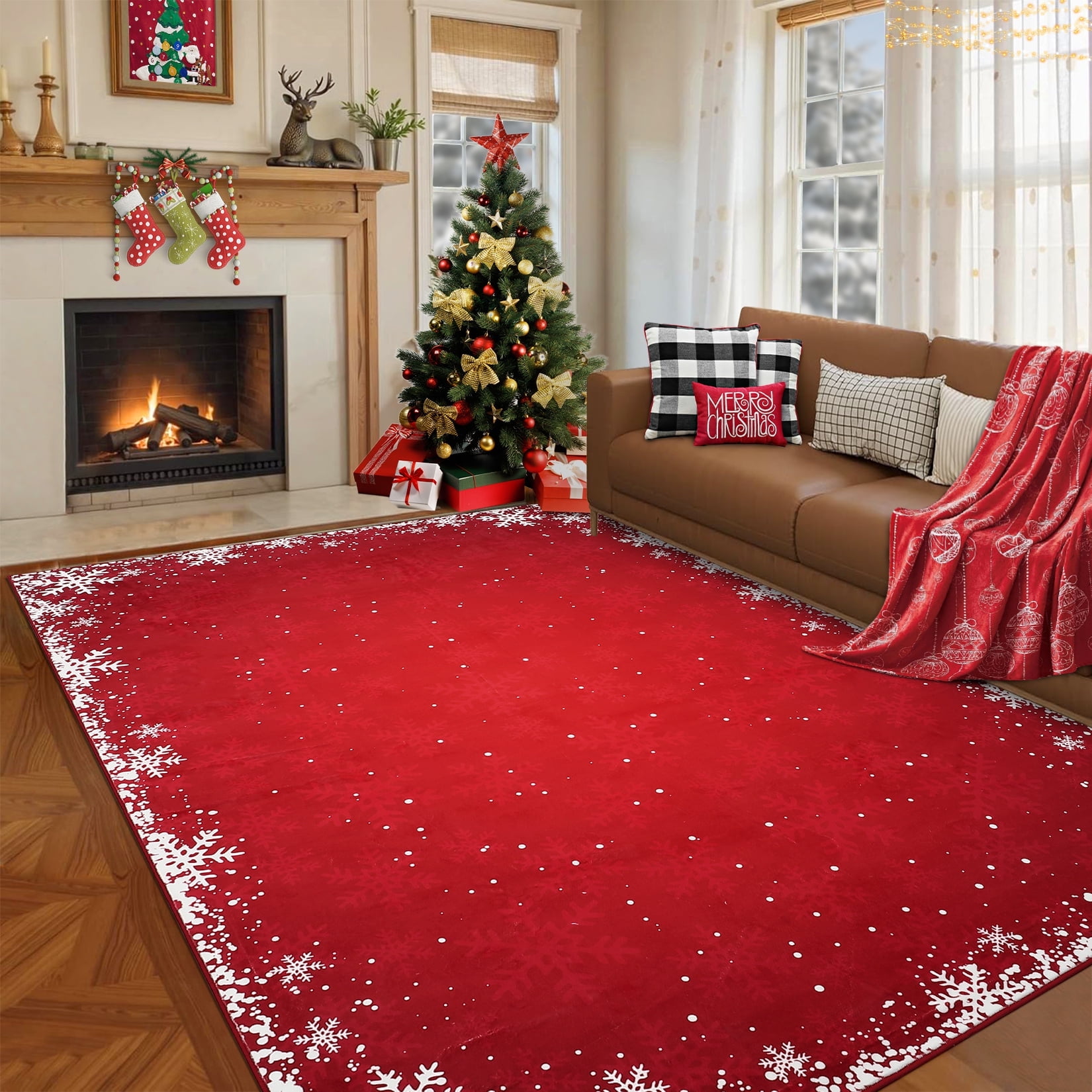Garvee 5x7ft Christmas Area Rugs Washable Xmas Decoration Carpet, Non ...