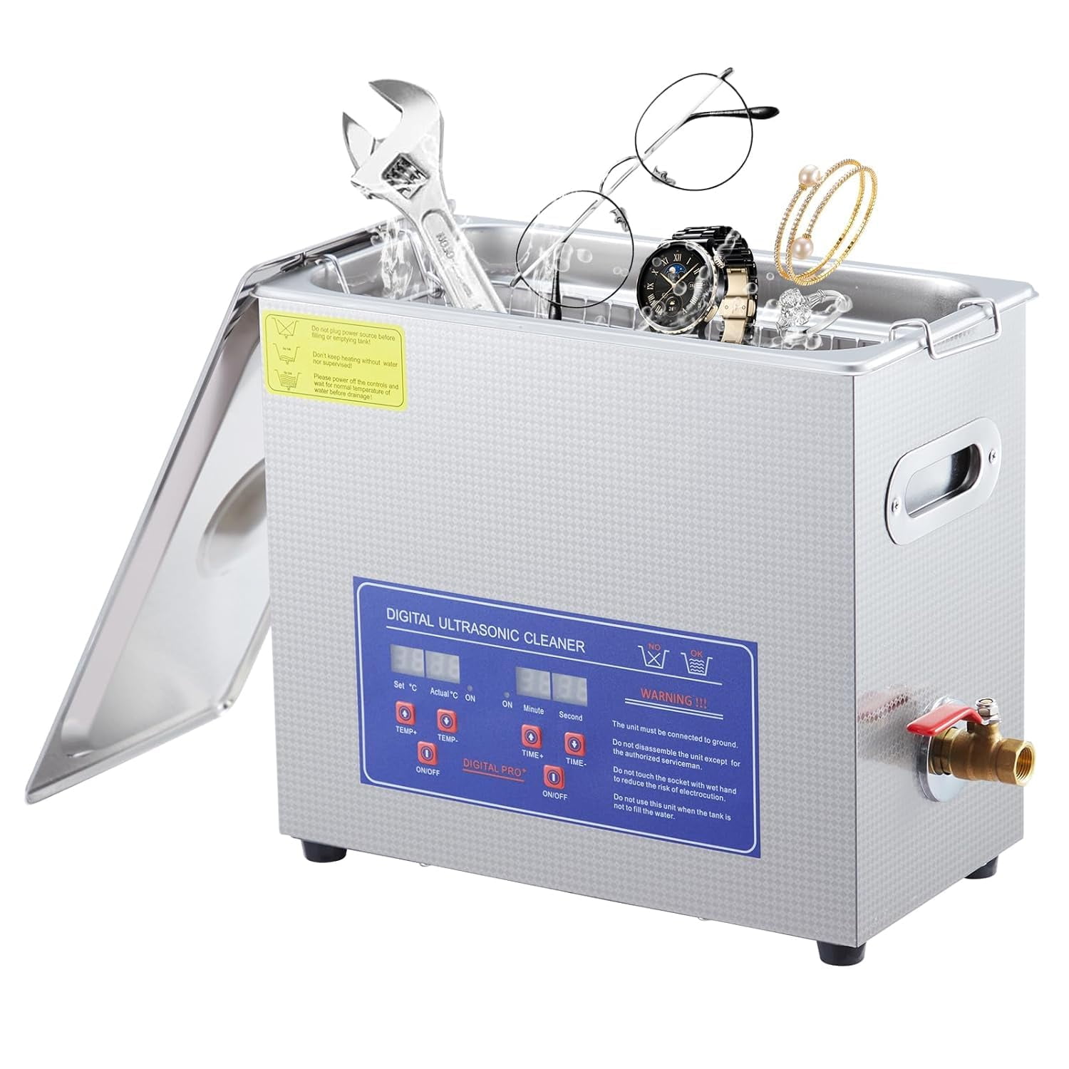 Garvee 6.5L/1.72Gal Industrial Ultrasonic Cleaner 180W 40kHz - Commercial Heated Cleaning Machine with Digital Timer, for Watches, Eyeglasses, Jewelry, Dental Tools & Electronics