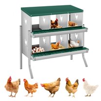 Garvee 6 Compartments Chicken Nesting Boxes with Bracket Legs, Roll-Out Egg Collection, Galvanized, Green