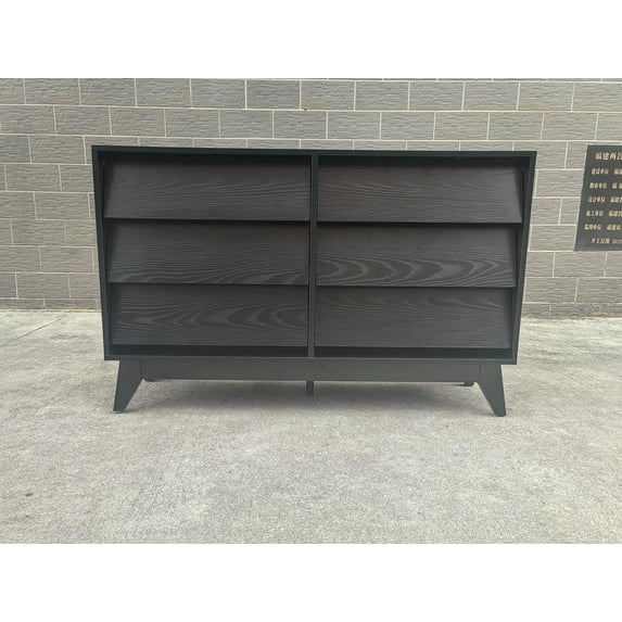 Garvee 6-Drawer Dresser for Bedroom, 47.2" Wide Mid Century Chest of Drawers, Wooden Dresser TV Stand, Vintage Dressers with Bevel Design