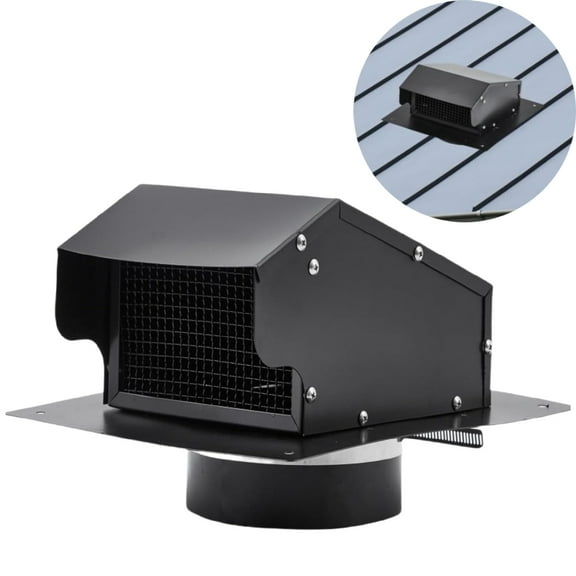 Garvee 6" Round Chimney Cap, Stainless Steel Roof Rain Chimney Cover for Vent, Black