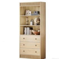 Garvee 6 Tier Bookshelf with 3 Drawers, Double Waved Design, Oak