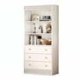 thumbnail image 1 of Garvee 6 Tier Bookshelf with 3 Drawers, Double Waved Design, White, 1 of 8
