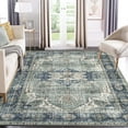 thumbnail image 1 of Garvee 6'x9' Area Rugs Vintage Persian Floral Print Rug, Non-Slip Boho Traditional Indoor Oriental Carpet Washable Soft Floor Rug for Living Room Bedroom Home Office, Blue, 1 of 10