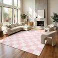 thumbnail image 1 of Garvee 6'x9' Checkered Area Rug Soft Plaid Carpet, Washable Non Slip Indoor Floor Mats for Living Room Bedroom Home Office, Light Pink, 1 of 8