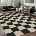 thumbnail image 1 of Garvee 6'x9' Modern Checkered Area Rug Easy Jute Carpet, Non Slip Non Shedding Washable Rug Farmhouse Floor Cover for Living Room Bedroom Home Office, Black White, 1 of 7