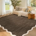 thumbnail image 1 of Garvee 6'x9' Modern Scalloped Rug Washable Rug with Non Slip Backing, Neutral Farmhouse Soft Low Pile Carpet for Living Room Bedroom Home Office, Brown, 1 of 8