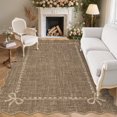thumbnail image 1 of Garvee 6'x9' Scalloped Area Rug Modern Solid Rug, Washable Rug Soft Low Pile Carpet with Non Slip Backing for Living Room Bedroom Home Decor, Brown, 1 of 8