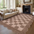 thumbnail image 1 of Garvee 6'x9' Scalloped Area Rugs Modern Checkered Carpet, Washable Non-Slip Rug Contemporary Floor Mats for Living Room Bedroom Dining Room, Mousee, 1 of 7