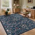 thumbnail image 1 of Garvee 6'x9' Vintage Floral Area Rug Washable Botanical Carpet, Non Slip Boho Indoor Rug for Living Room Bedroom Home Office, Blue, 1 of 6