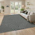 thumbnail image 1 of Garvee 6'x9' Washable Rugs Modern Abstract Striped Area Rugs, Non-Slip Contemporary Accent Rug Low Pile Indoor Geometric Carpet for Living Room Bedroom Dining Room, Black, 1 of 8