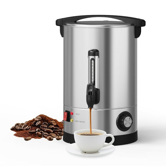 Garvee 60-Cup Stainless Steel Commercial Coffee Urn, Hot Water Dispenser, 10L/2.6 gal, Silver