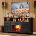 thumbnail image 1 of Garvee 60" Fireplace TV Stand with 23" Electric Fireplace, Farmhouse Wood Entertainment Center with 6 Drawers, Fits TVs up to 65", Black, 1 of 10