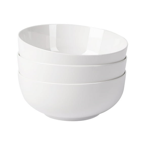 Garvee 60 Ounce Porcelain Bowls Set, 3 Pack 8 inch White Ceramic Bowls for Cereal, Soup, Salad, Pasta, Rice, Microwave & Dishwasher Safe