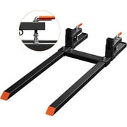 Garvee 60" Pallet Forks, 4000 lbs Clamp on Tractor Bucket Forks, Heavy Duty Pallet Forks with Adjustable Stabilizer Bar, Quick Attach Forks for Tractor Attachments, Skid Steer, Loader Bucket