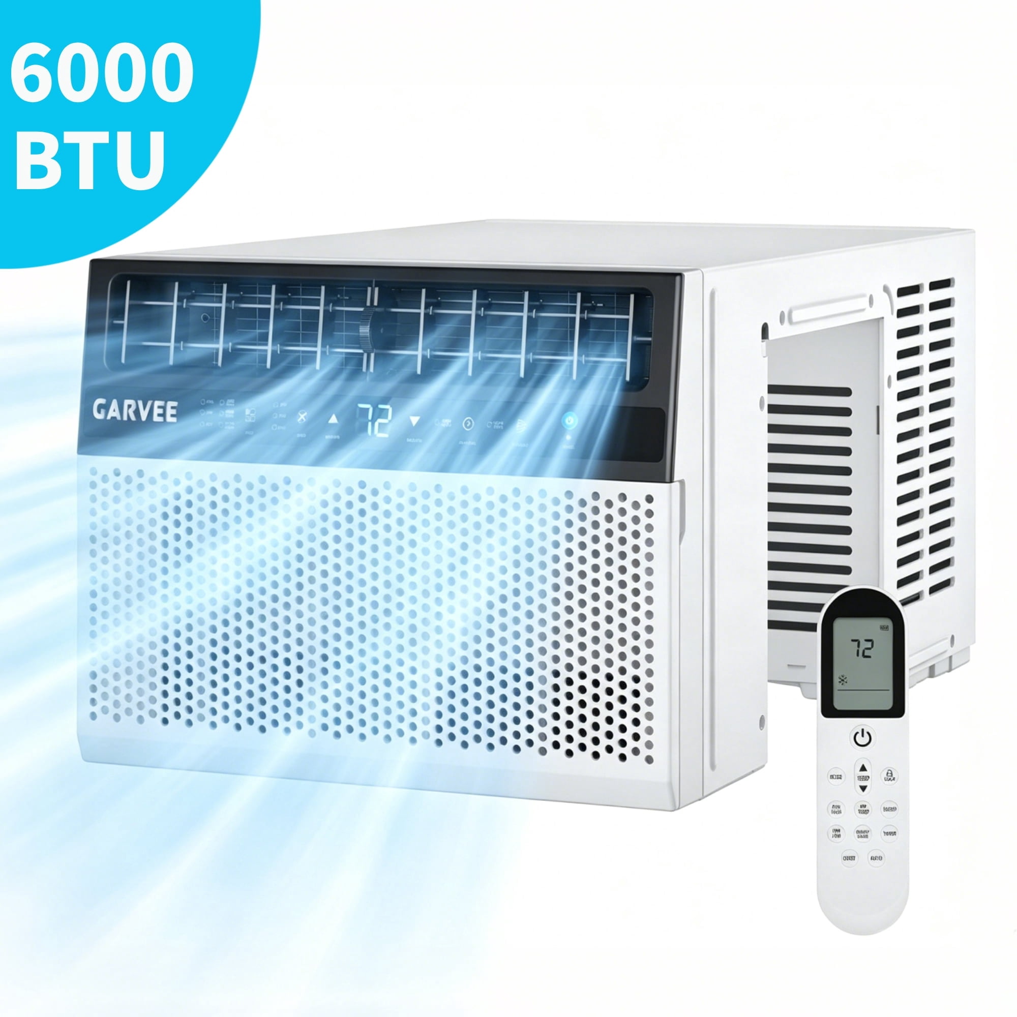 Garvee 6000 BTU Window Air Conditioner, 6-in-1 U-Shape AC Units with Remote Control, Open Window Flexibility, Cools up to 270 Sq.ft, 115V, White