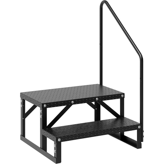 Garvee 600Lbs RV Stairs 2 Steps with Handrail, Anti-slip RV Steps, Hot Tub Steps, Portable Stairs Steps for Easy Access to RVs, Mobile Home Stairs, Ground-Pool for Indoor & Outdoor, Travel Trailers