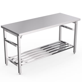 GARVEE 60 Inches Commercial Adjustable Folding Table, 60x24 Stainless Steel Prep Table for Outdoor, Restaurants, Hotels, Workshops, Kitchens, Garages