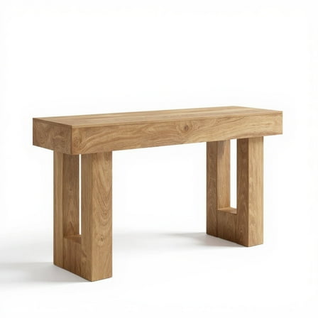 Garvee 63" Console Table for Entryway, Industrial Console Sofa Table, Oak