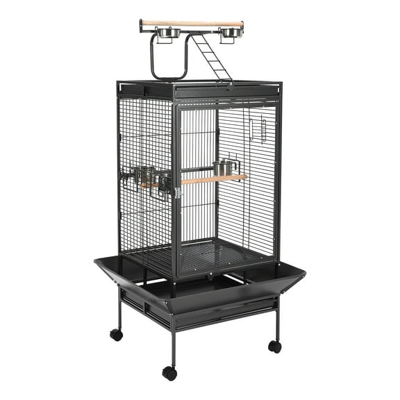 Garvee 64.4" Large Rolling Parrot Cage with Acrylic Door & Stainless Steel Bowls, Heavy-Duty Aviary with 360° Wheels for Macaws Cockatoos