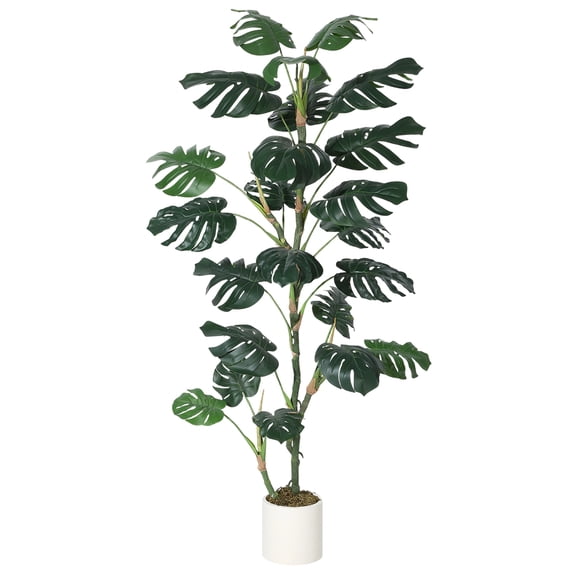 Garvee 6FT Realistic Artificial Monstera Deliciosa Plant in Pot - UV Resistant Bendable Stems - Weighted Ceramic Base - Zero Maintenance Faux Floor Tree - Color: 6FT