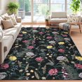 thumbnail image 1 of Garvee 6'x9' Floral Area Rugs, Machine Washable Farmhouse Print Carpet, Non-Slip Low Pile Indoor Rug for Living Room Bedroom Playroom, Black, 1 of 9