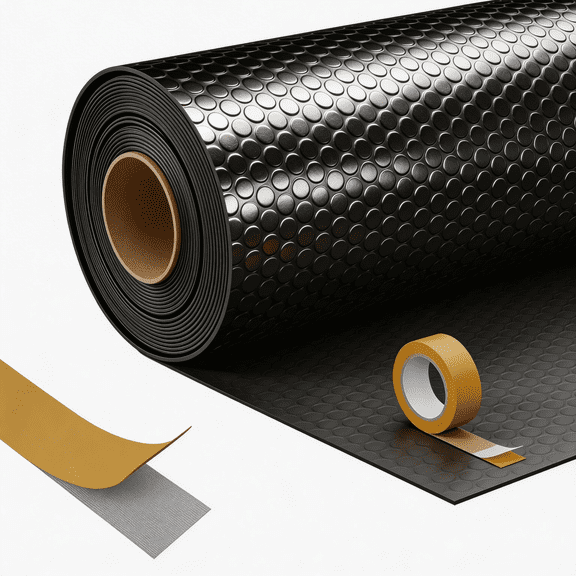 Garvee 7.5 x 20 Ft Garage Floor Mat, 1.8mm Thick Heavy Duty Rubber Flooring, Non-Slip Coin Pattern Floor Protector for Garage, Basement or Workshop, Includes Tape, Black