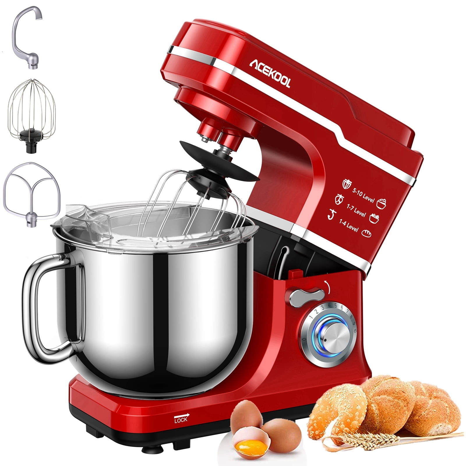 Garvee 7.5Qt Stand Mixer, 660W 10 Speed Tilt Head Kitchen Dough Mixer