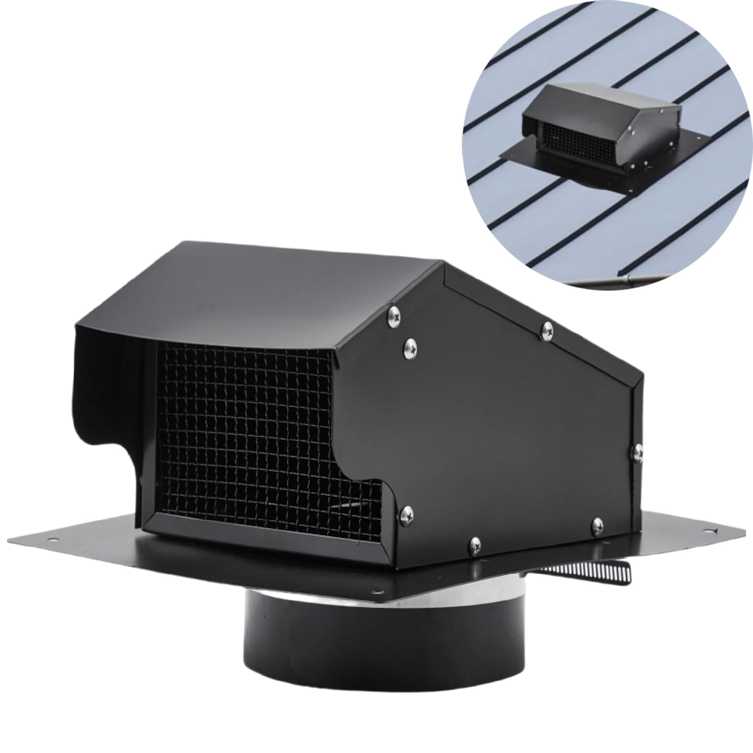 Garvee 7"-8" Round Chimney Cap, Stainless Steel Roof Rain Chimney Cover for Vent, Black