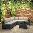thumbnail image 1 of Garvee 7-Piece Outdoor Patio Furniture Set, All-Weather Rattan Sectional Sofa with Cushions & Glass Coffee Table, Modular Conversation Set for Garden, Backyard & Poolside, Grey and Light Grey, 1 of 8