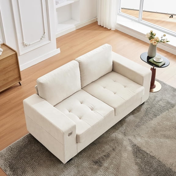 Garvee 70" Oversized Cloud Couch, 93 Pounds Mid Century Chenille Sofa, No Assembly Required & Deep Seat,with USB Charging Ports & Side Pockets and Wood Frame, Perfect for Living Room, Office